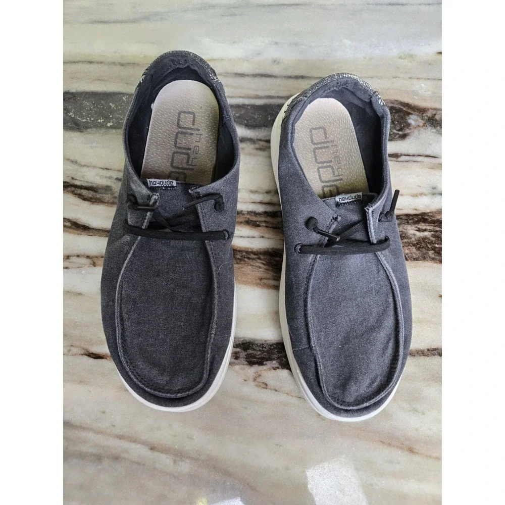 Hey Dude Wendy Chambray Grey Casual Slip On shoes Boat‎ Size 9